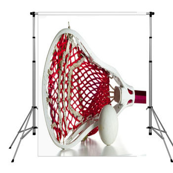 White Lacrosse Head With Red Pole Pocket Backdrop
