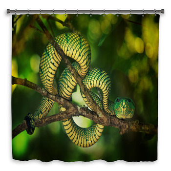 White-lipped Pitviper, Bako Custom Size Shower Curtain
