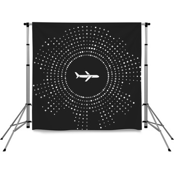 White Plane Icon Isolated On Grey Pole Pocket Backdrop