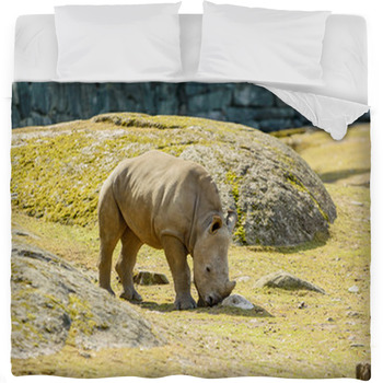 White Rhinoceros Fleece Bed Blanket