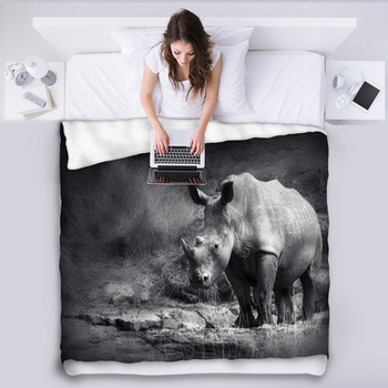White Rhinoceros Fleece Blanket
