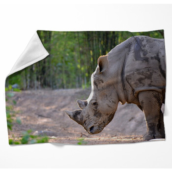 White Rhinoceros Woven Throw Blanket