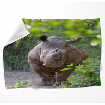 White Rhinoceros Woven Throw Blanket