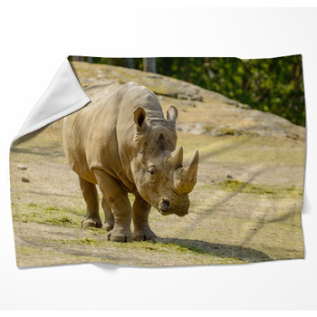 White Rhinoceros Woven Throw Blanket