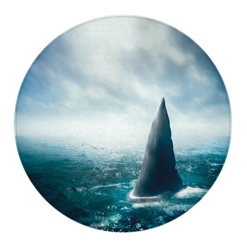 White Shark Fin Above Water Round Rug