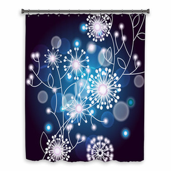 White Twig With Flowers Custom Size Shower Curtain