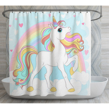 Unicorn Shower Curtains Bath Mats, Opal Gemstone Shower Curtain