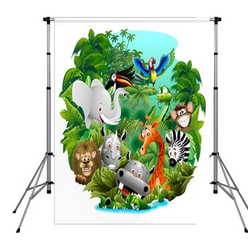 Wild Animals Cartoon On Pole Pocket Backdrop