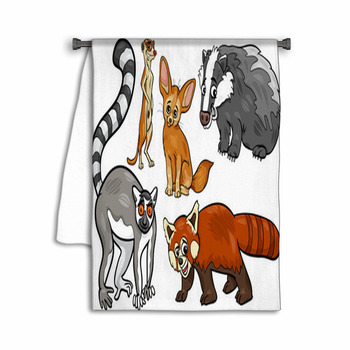 Wild Animals Set Cartoon Illustration Towel