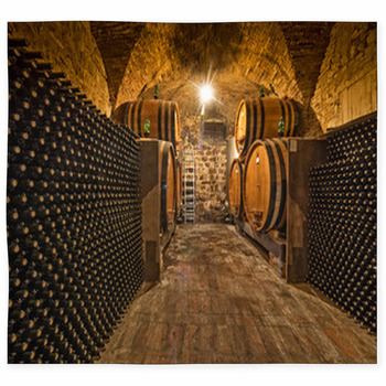 Wine Cellar With Bottles And Oak Custom Size Floor Mat