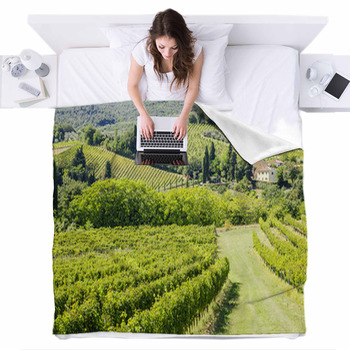 Wine Hill Italy Fleece Bed Blanket