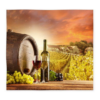 Wine Still Life With Vineyard On Custom Size Floor Mat