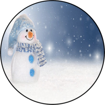 Winter Background With A Snowman, Snow And Round Rug