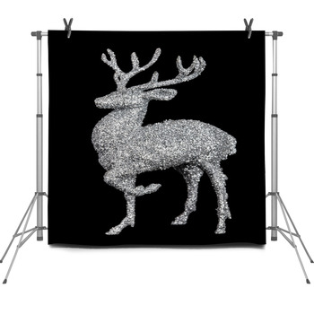 Winter Christmas Card With Deer (elk)  Fleece Backdrop