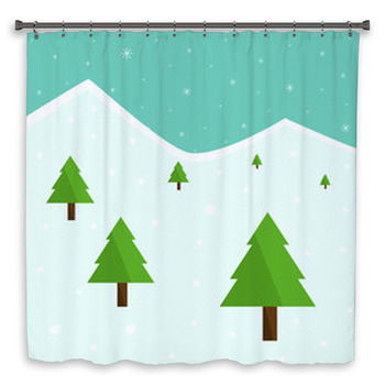 Winter Christmas Forest Trees Shower Curtain