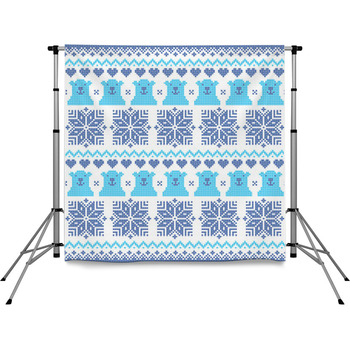 Winter Christmas Navy Blue Pole Pocket Backdrop