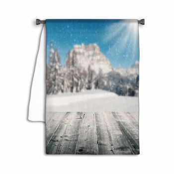 Winter Scenery With Wooden Planks Towel