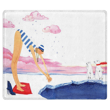 Winter Swimming Girl Swimming In Ice Hole On On  Area Rug