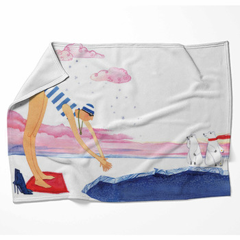 Winter Swimming Girl Swimming In Ice Hole  Fleece Blanket
