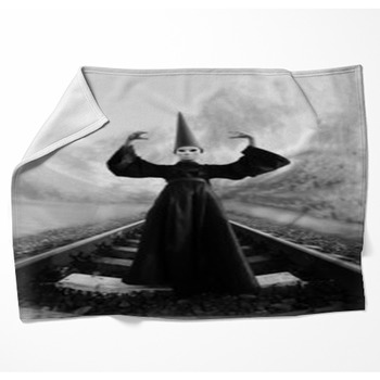Wizard In Black Cloak And Dunce Hat Woven Throw Blanket