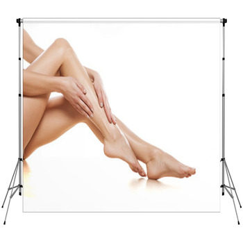 Woman Apply Cream On Her Bare Feet Custom Size Backdrop