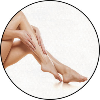 Woman Apply Cream On Her Bare Feet Round Rug
