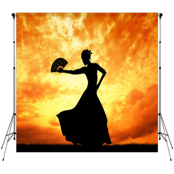 Woman Dancing Flamenco Custom Size Backdrop