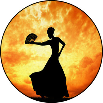 Woman Dancing Flamenco Round Rug