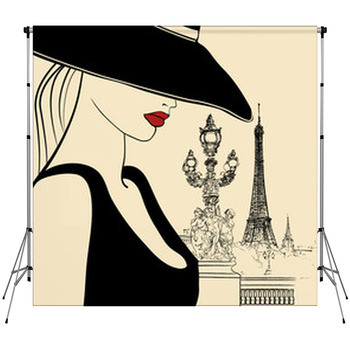 Woman On Alexander III Bridge In Custom Size Backdrop