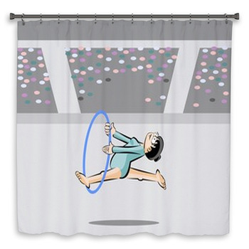 Woman Rhythmic Gymnastics With Hoops Shower Curtain