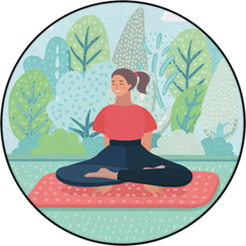 Woman Was Meditating In Morning And Rays Of Round Rug