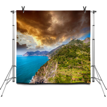 Wonderful Landscape Of Cinque Terre Fleece Backdrop