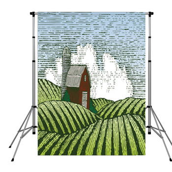 Woodcut Rural Scene Pole Pocket Backdrop