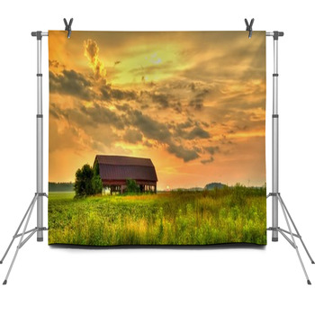 Wooden Barn Sunset Rural Sunset With An  Fleece Backdrop