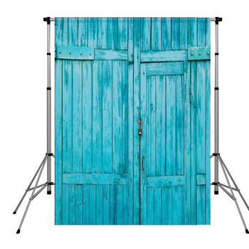 Wooden Blue Door Close Up Pole Pocket Backdrop