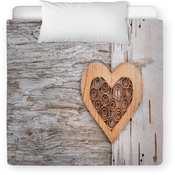 Wooden Decorative Heart On The Birch Bark Toddler Duvet