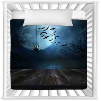 Wooden Floor With Halloween Baby Crib Comforter