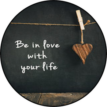 Wooden Heart On Blackboard With Text  - Round Rug