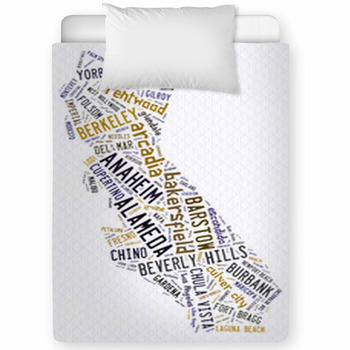 Word Cloud Showing Cities In Toddler Comforter