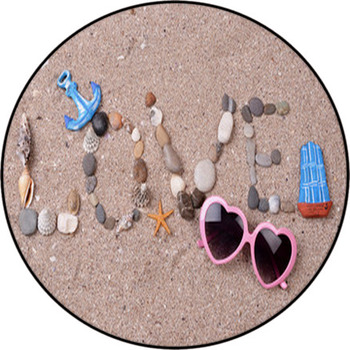 Word Love Made From Sea Shells And Stones On Round Rug