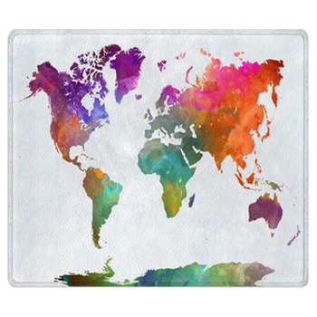 World Map In Watercolor Area Rug