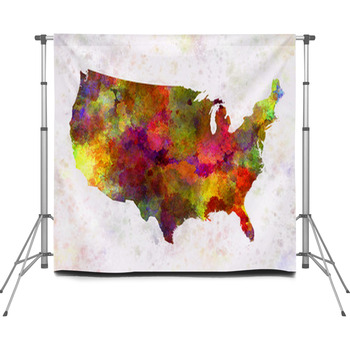 World Map In Watercolor Custom Size Backdrop