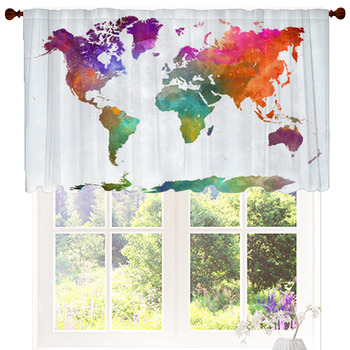World Map In Watercolor Custom Size Valance