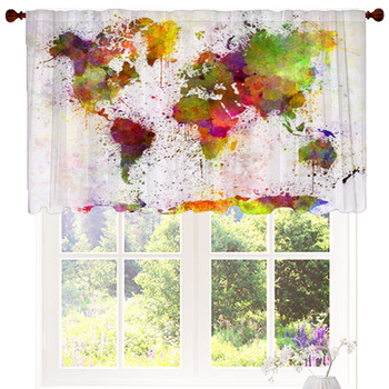 World Map In Watercolor Custom Size Valance