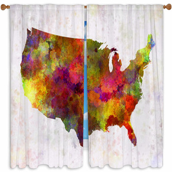 World Map In Watercolor Custom Size Window Curtain