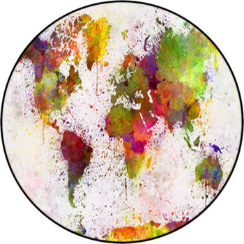 World Map In Watercolor Round Rug
