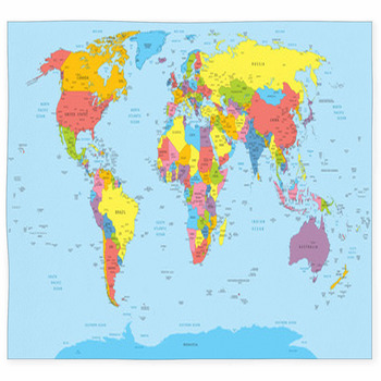 World Map With Countries And City Custom Size Floor Mat