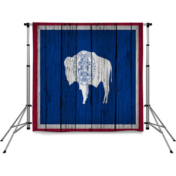 Wyoming Flag Grunge Wooden Pole Pocket Backdrop