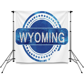Wyoming Grunge Blue Stamp Isolated  Pole Pocket Backdrop