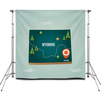 Wyoming Map With Capital City Custom Size Backdrop